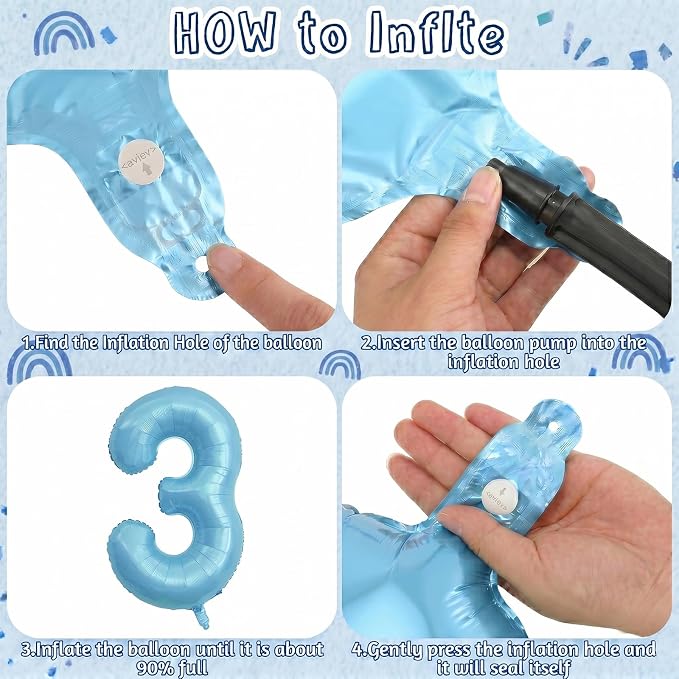 Pearlescent Blue Number 13 Balloon 40 Inch, Large Light Blue Foil 13th Birthday - Image 5
