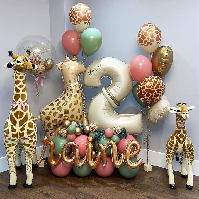 Cream 2 Balloons, 40 Inch Giant Helium Foil Number 0-9 Beige 2th Birthday - Image 3