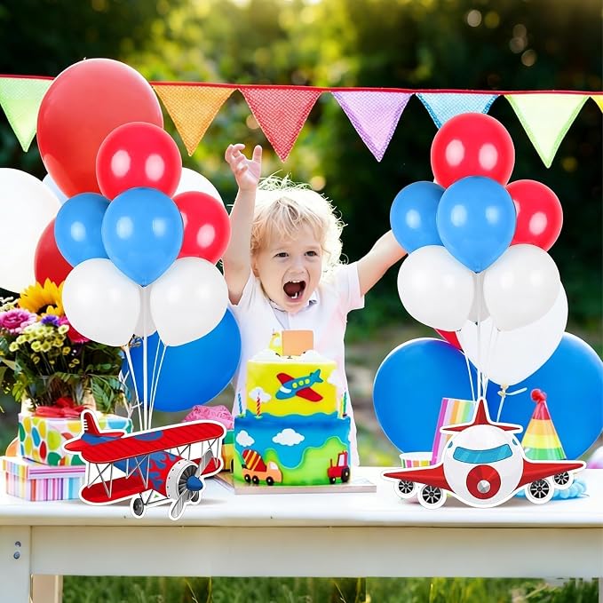 12 PCS Airplane Birthday Party Decorations Airplane Balloons Stand Kit 3D - Image 5