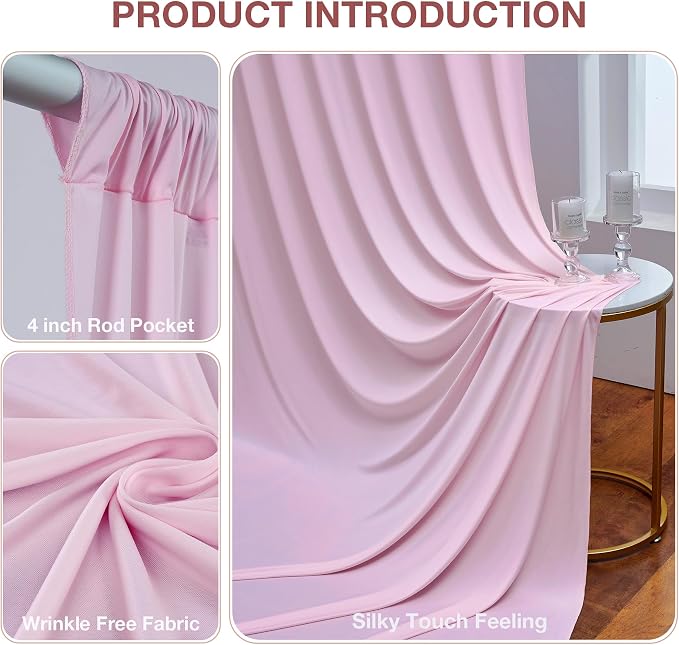 40ftx10ft Wrinkle Free Light Pink Backdrop Curtains - Image 2