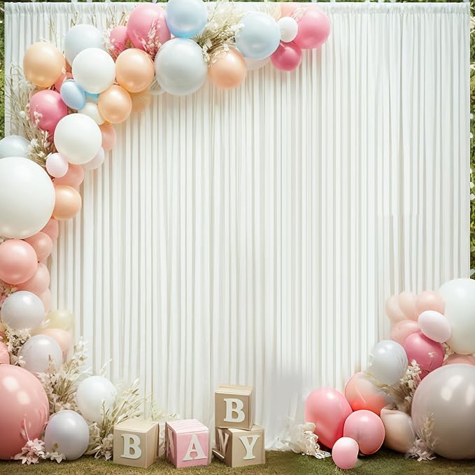 30ft×12ft Wrinkle Free Ivory Backdrop Curtain - Image 5