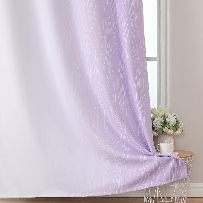 Lilac and Greyish White Gradient Blackout Curtains - Image 6