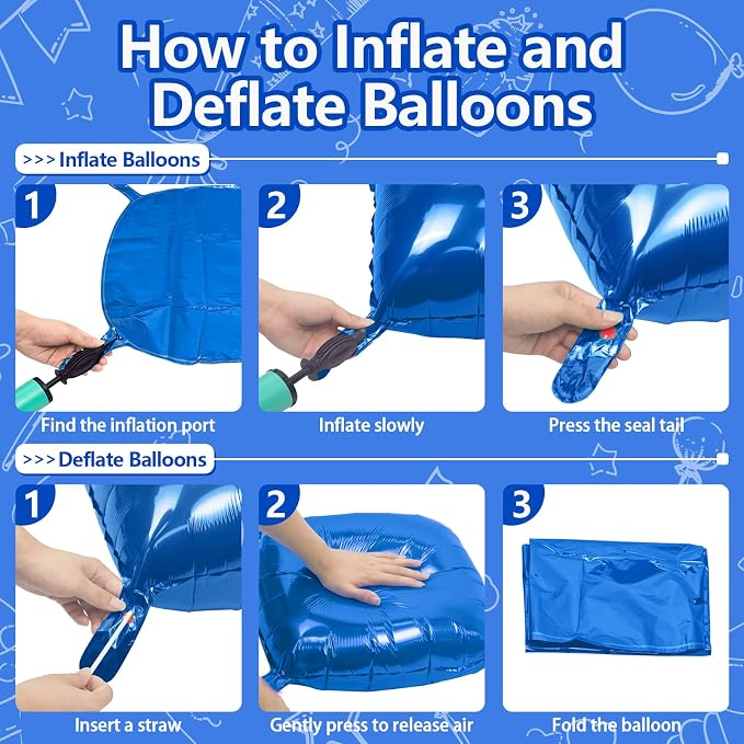 NISOCY 48PCS Metallic Blue Square Foil Balloons Wall Backdrop | Double Sided - Image 3