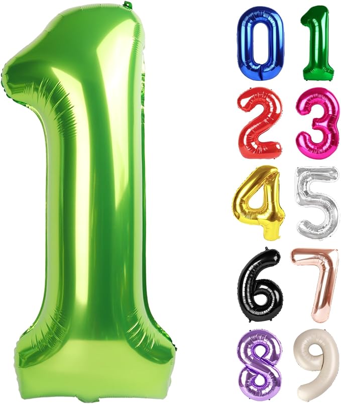 1 Balloon - Light Green Birthday Number Balloons, 40 Inch Party Decorations | by ALPHADELTAPI