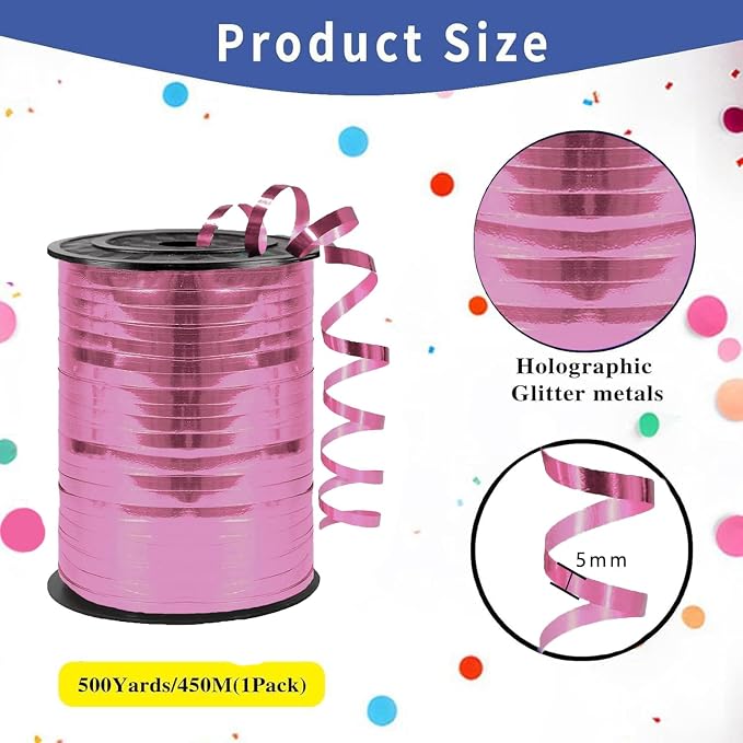 500 Yard Premium Pink Curling Ribbon, Curling Ribbon - Image 2