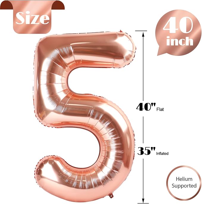 Rose Gold 5 Balloon - Image 5