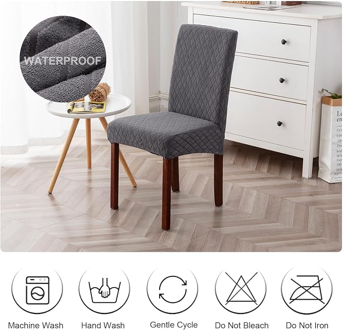 Waterproof Dining Chair Covers Set of 6 Parsons Chair Slipcovers | Double - Image 7