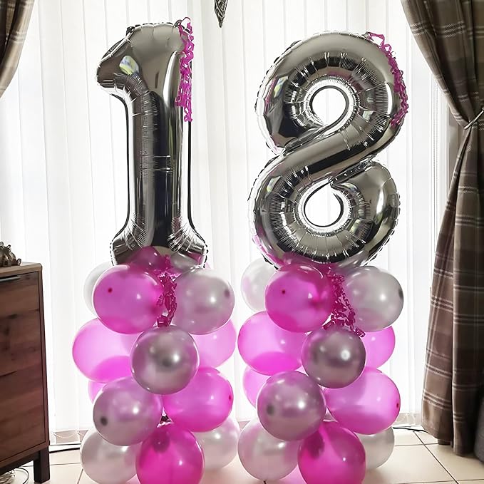 Silver 16th Birthday Balloons for Boys, 40 Inch Mylar Self Inflating 16 Balloon - Image 8