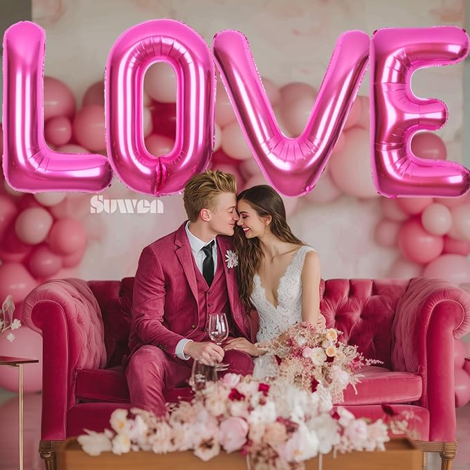 SUWEN 40 Inch Hot Pink Large R Letter Balloons Big Foil Helium Letter A-Z | - Image 3