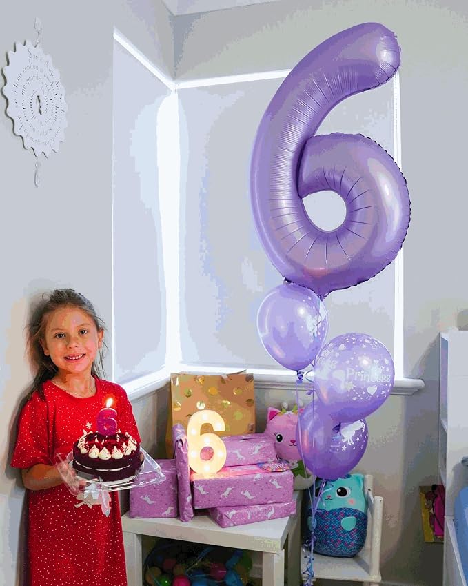 3 Balloon - Lilac Birthday Number Balloons, 40 Inch Decorations Men Women | - Image 7