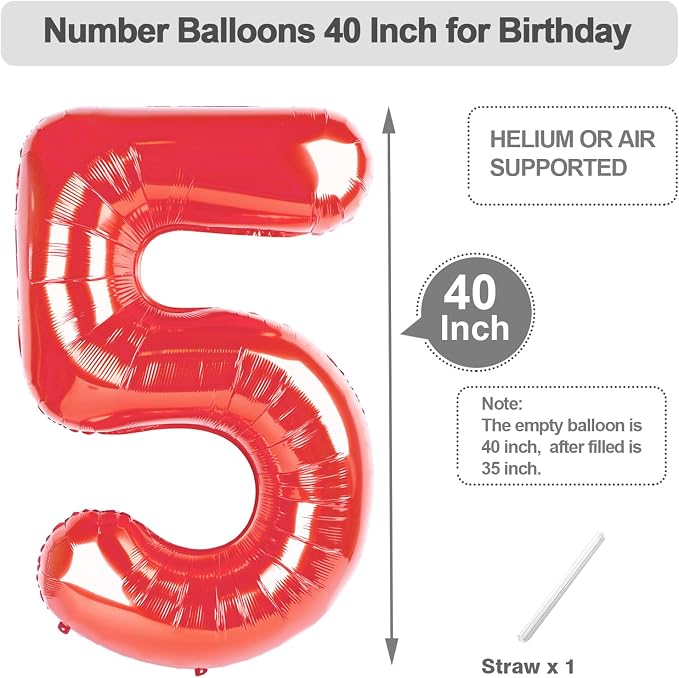 Numbers 14 Balloon 40Inch Red Balloons - Image 5