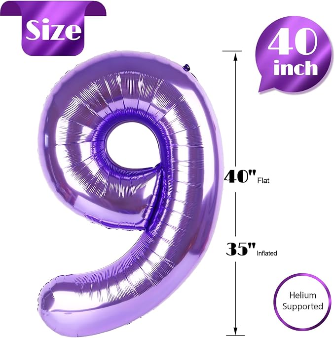 Purple Number 9 Balloon 40 Inch - Image 5