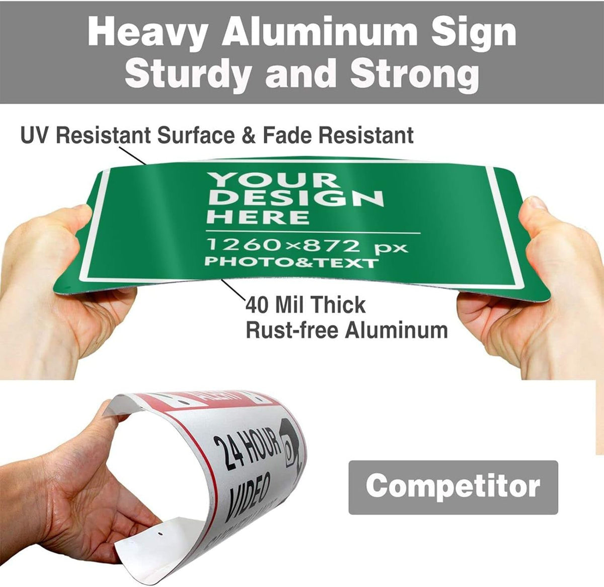 Custom Signs Outdoor Metal Sign - 12 x 8 Customized Personalized Aluminum for Office, Home, Business, Decor, Road Signs, Rust-Proof (White Text Box)
