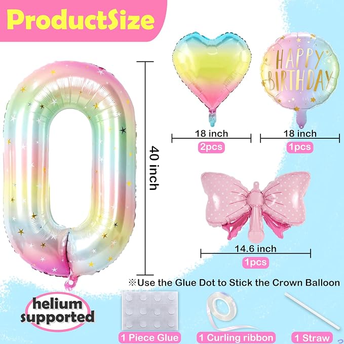 Rainbow Birthday Balloon for Pastel Rainbow Theme Birthday Party Decorations - Image 2