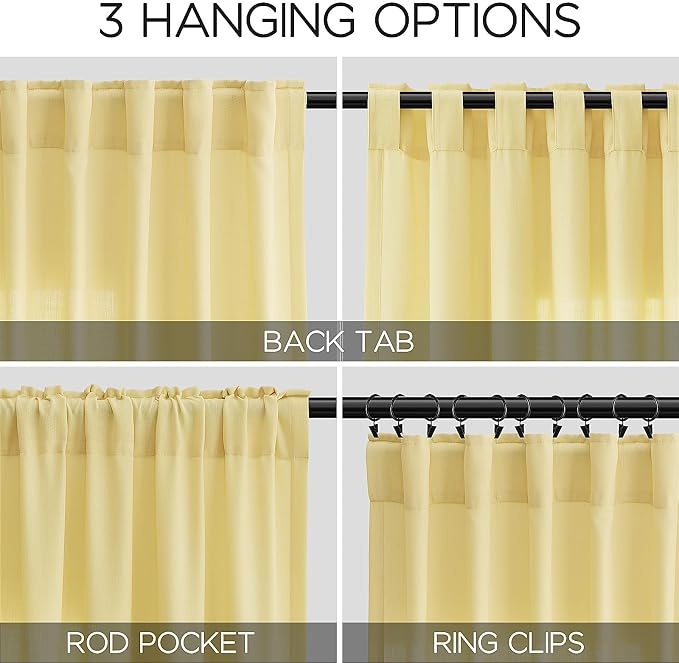 Yellow Linen Curtains 105 Inches Long - Image 3