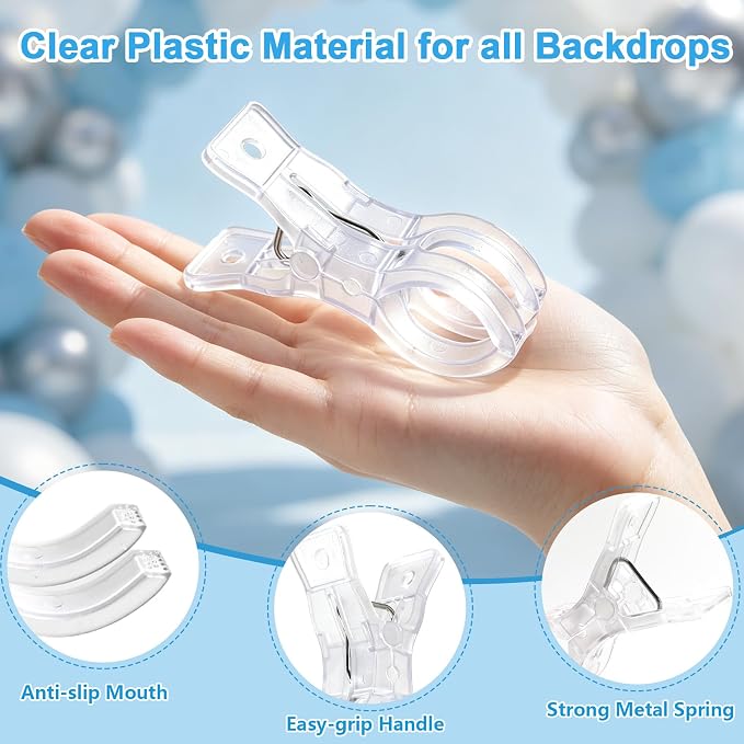 15 Pack Balloon Arch Clips, Transparent Plastic Spring Clamps - Image 3