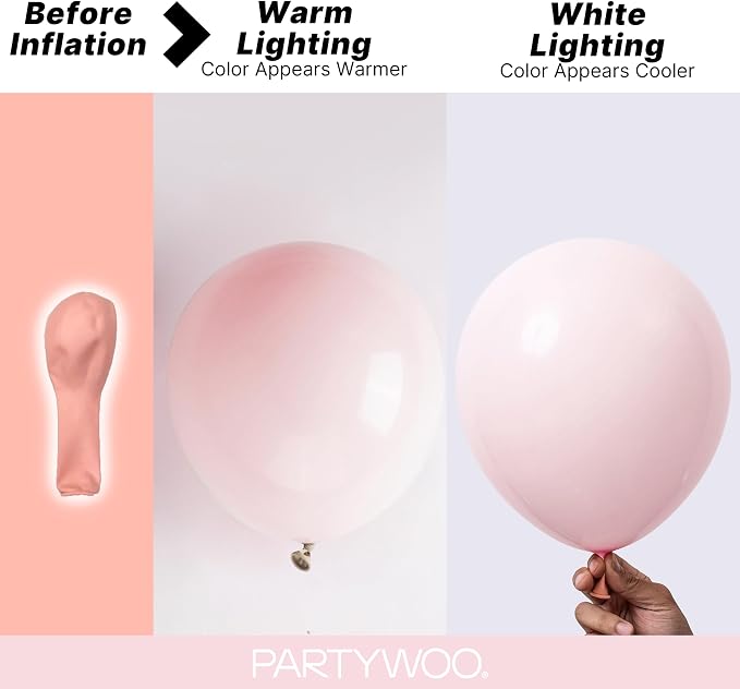 PartyWoo Pale Pink Balloons 100pcs Light Pastel Baby Pink Color | 18 12 10 5 - Image 3