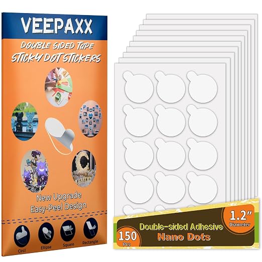 150Pcs Double Sided Adhesive Dots, Removable Clear Dots Sticky Tack, Waterproof by Veepaxx