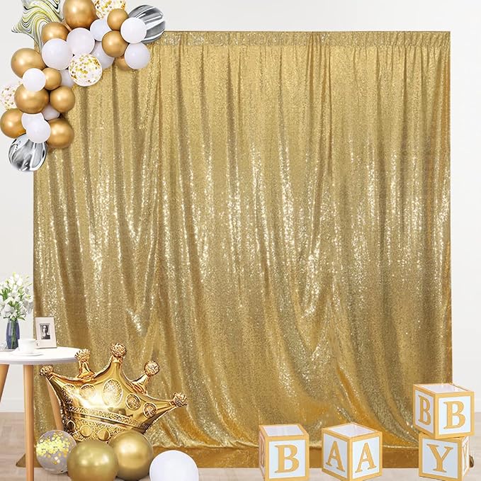 SquarePie 7x7ft Gold Sequin Backdrop, High Density Non-Transparent Glitter - Image 7