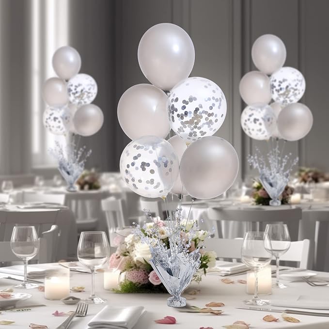 2 Set Silver Balloon Centerpieces - Image 3