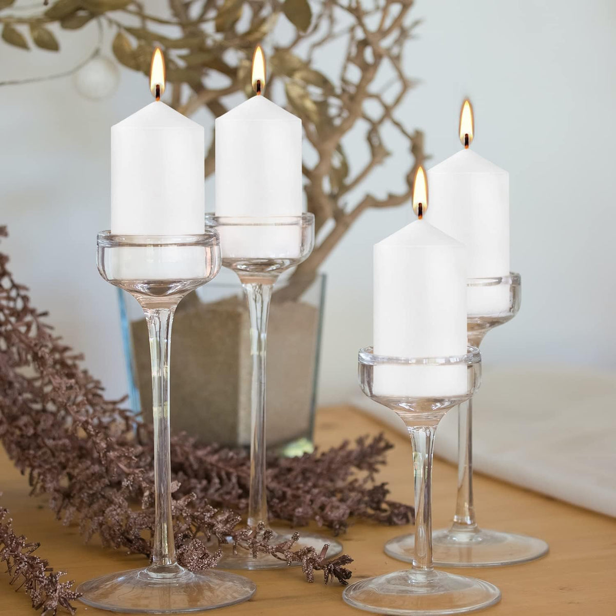 2"x4" High White Pillar Candles, Set of 20 Unscented. Bulk Buy. Ideal for Halloween, Wedding, Emergency Lanterns, Household, Wedding and Home Décor Candlesticks