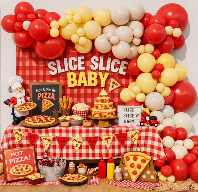 Pizza Party Balloon Arch Garland Kit by Beaumode