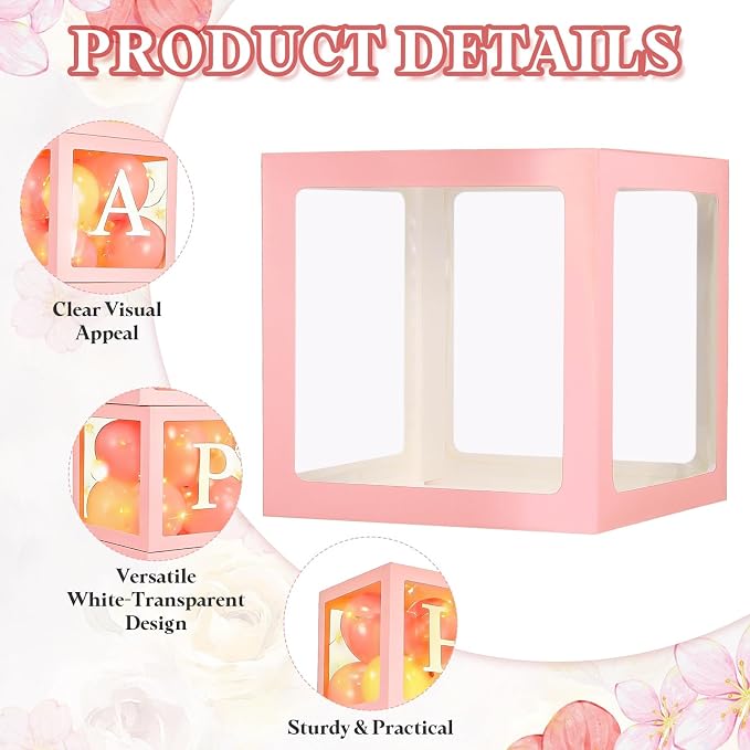uxcell 5 Pcs Party Balloon Boxes, Transparent Balloon Boxes - Image 3