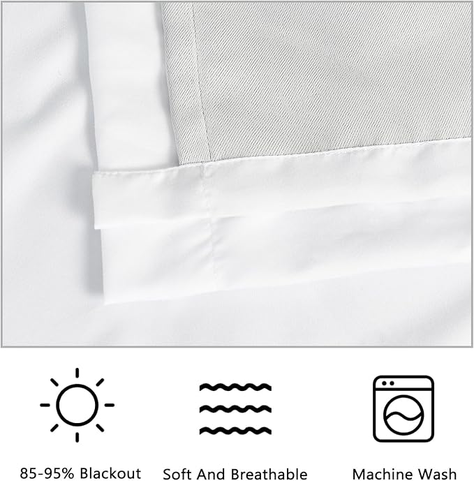 White Thermal Insulated Blackout Drapes 52"W x 96"L | Handmade Ruffles & - Image 5