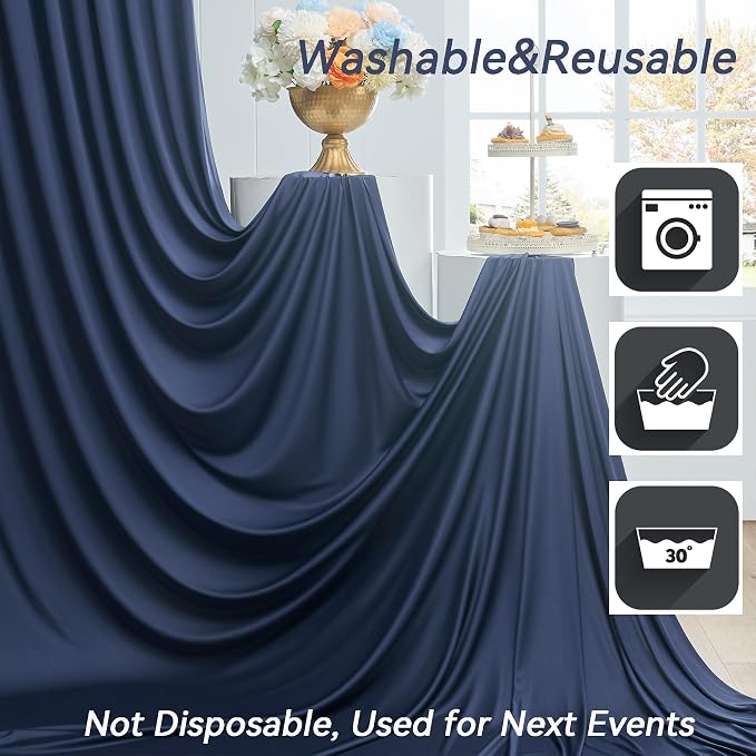 60×14ft Wrinkle Free Navy Blue Backdrop Curtain - Image 7