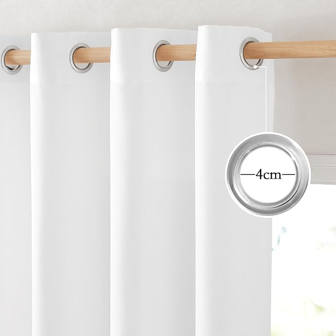 NICETOWN White Linen Curtains 96 inches Long, Grommet Thick Linen Flax Drapes - Image 2