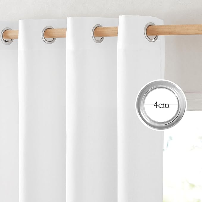 NICETOWN White Linen Kitchen Curtains 36 inches Long, Grommet Short Curtains - Image 2