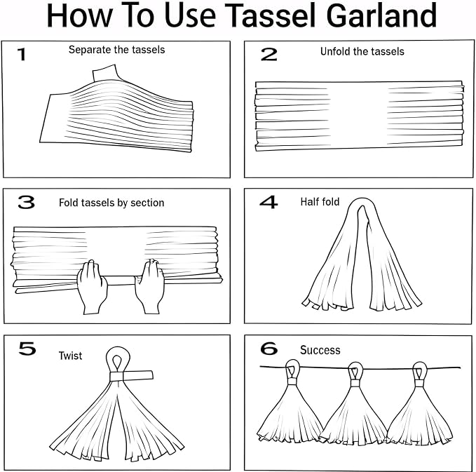 Tissue Paper Tassel Garland Banner, 20 Pack, Boho Party Decorations - Image 3