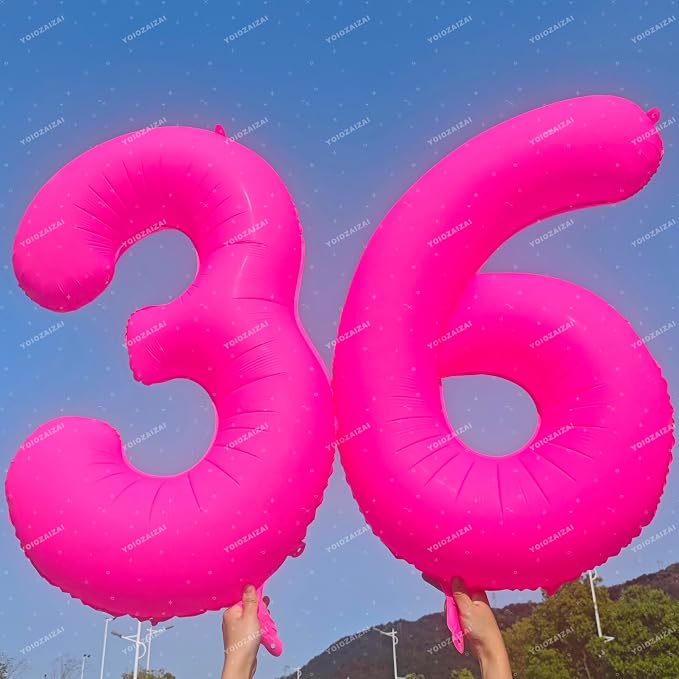 40IN Fluorescent Pink Number 6 Balloons Glow In The Dark Pink Balloon | - Image 4