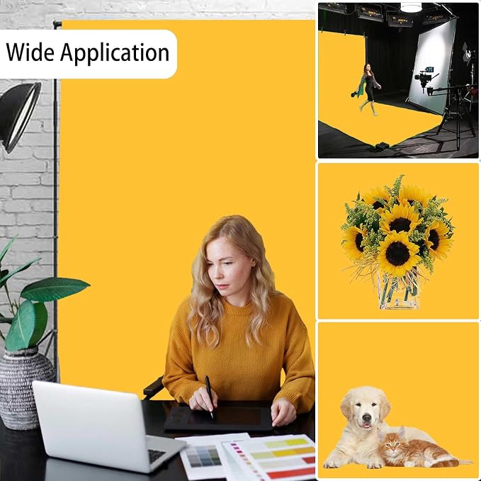 Yellow Photography Backdrop for Photoshoot, Fabric 5x7ft | Versatile Studio - Image 2
