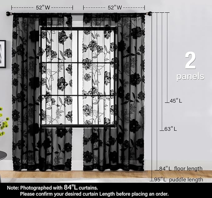 Treatmentex Black Lace Curtains - Image 7