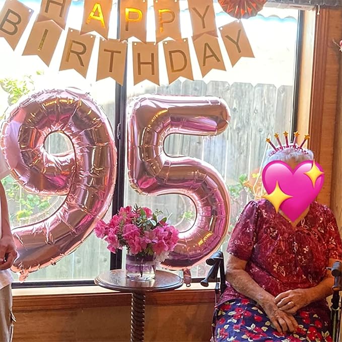 40 Inch Rose Gold Large Numbers Balloons 5, Self Inflating Digit 5 Helium - Image 5