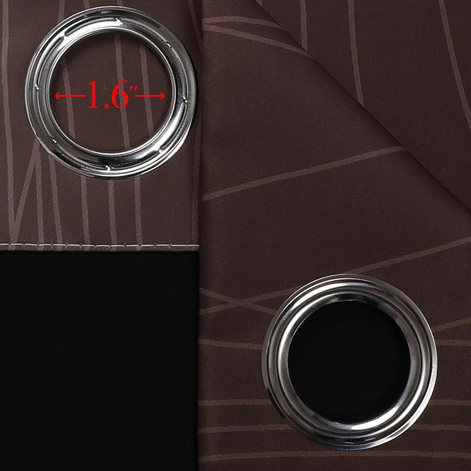 Brown and Greyish White Gradient Blackout Curtains 102 Inches Long - Image 7