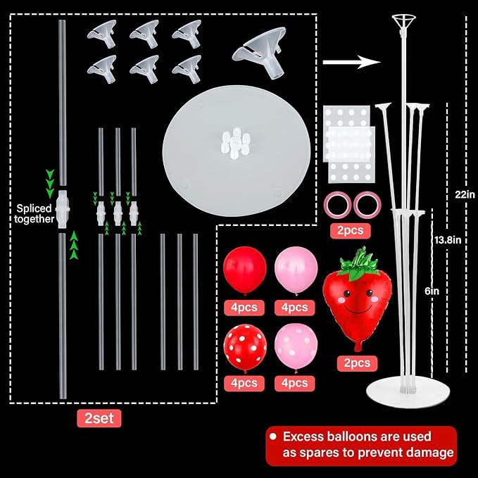 Strawberry Birthday Party Balloons Stand Kit 2 Sets - Image 2