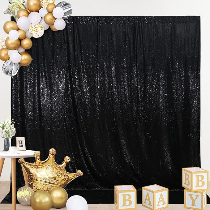 SquarePie 5x7ft Black Sequin Backdrop, High Density Non-Transparent Glitter - Image 3
