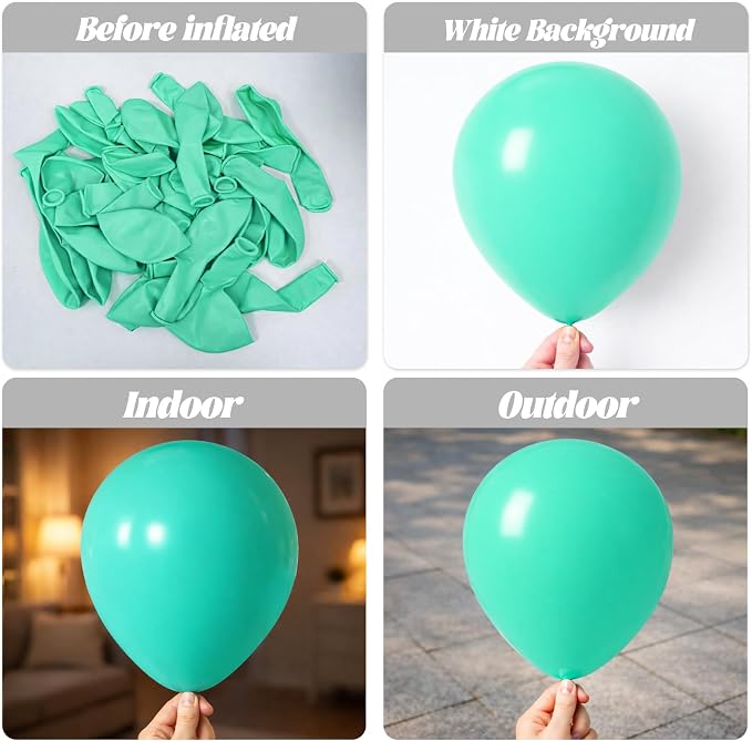 Voircoloria 130pcs Teal Balloons Garland Arch Kit, 18 12 10 5 Inch | - Image 3