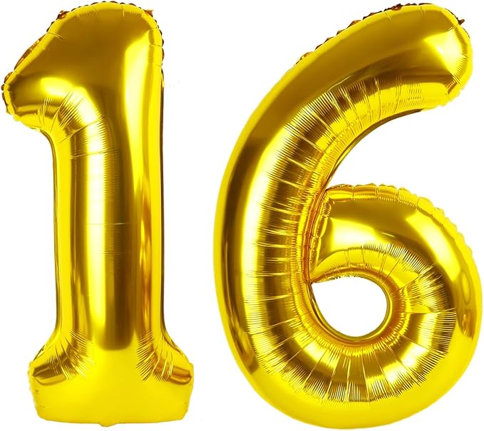Number Balloons 16 Balloon 40 inch Gold by Enyeopd