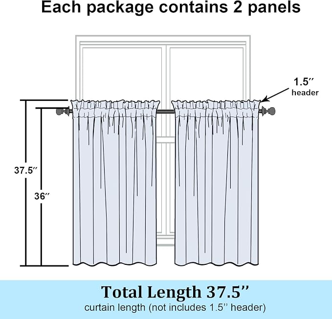 Simplebrand Blush Sheer Kitchen Curtains 36 Inch Length Tier Curtains 2 Panels - Image 7