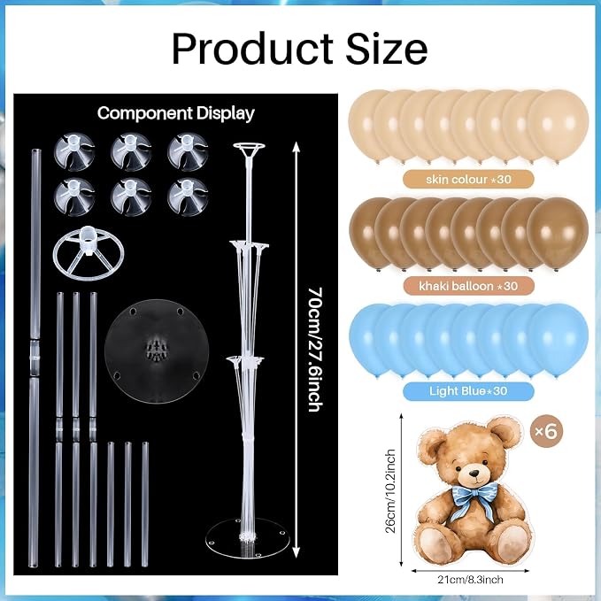 4 Sets Balloon Stand Kit for Table Bear Baby Shower Tables Centerpieces - Image 3