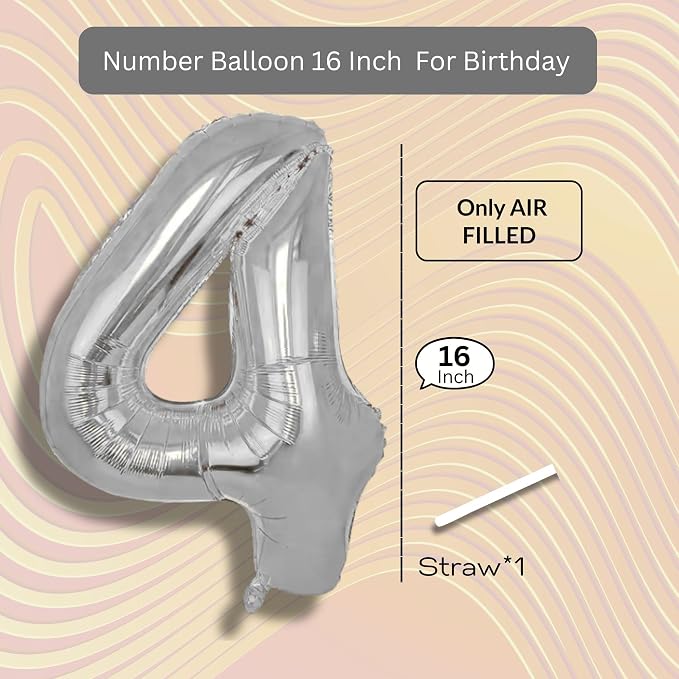 Red Number Balloon 4 Mylar Foil Balloons 16 inch - Image 8