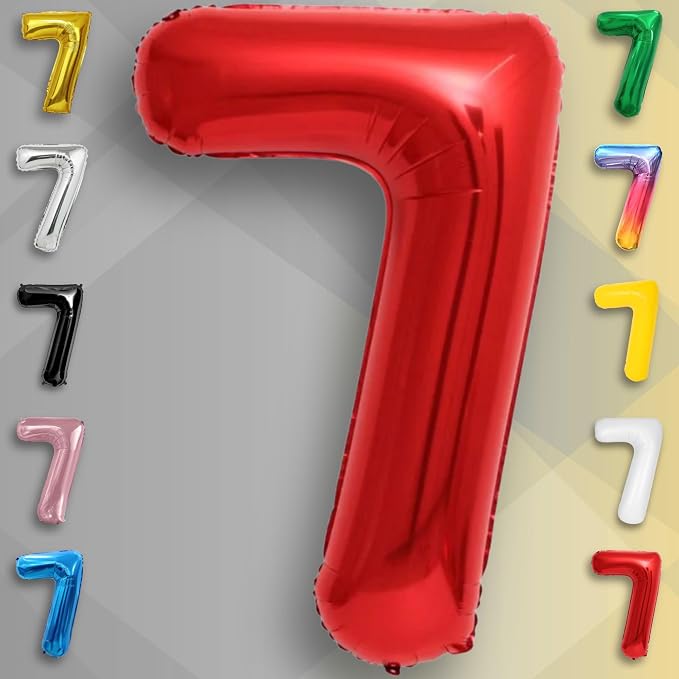 Red Number Balloon 7 Mylar Foil Balloons 40 inch - Image 5
