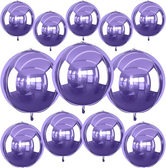 12Pcs Light Purple Round Foil Balloons, Metallic Purple Foil Balloon by vibzox