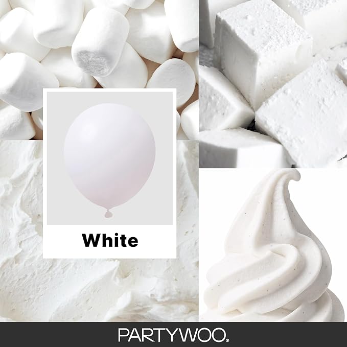 PartyWoo White Balloons 155pcs Matte White Latex Balloons Different Sizes | 18 - Image 2