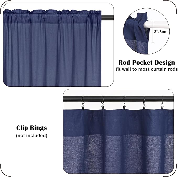 Boho Kitchen Curtains, 36 Inch Length, Farmhouse Cotton Linen Tier Curtains - Image 7