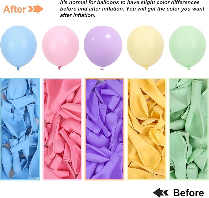 RUBFAC Pastel Balloons Different Sizes Rainbow Easter Balloon Arch 129pcs | - Image 4