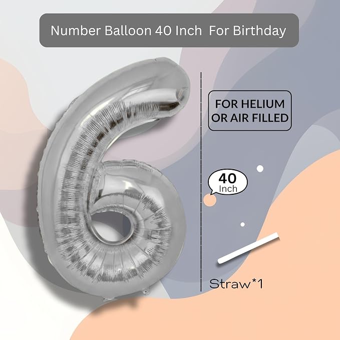 Rainbow Number Balloons 6 Mylar Foil 40 Inch - Image 8